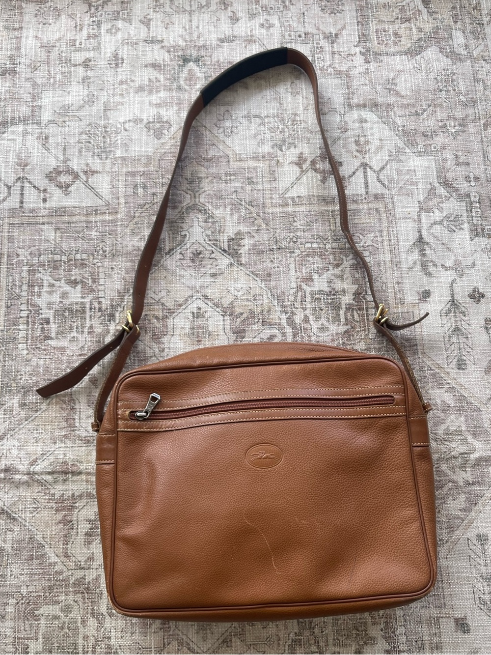 Longchamp 70’s 80’s Brown Vintage Leather Messenger Bag